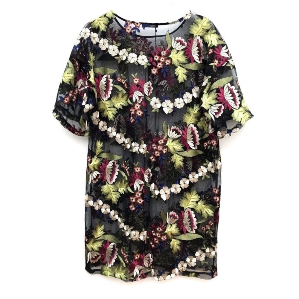ZARA Floral Embroidered Tulle Dress Size Medium Party Wedding Resort Fairy - Picture 2 of 5